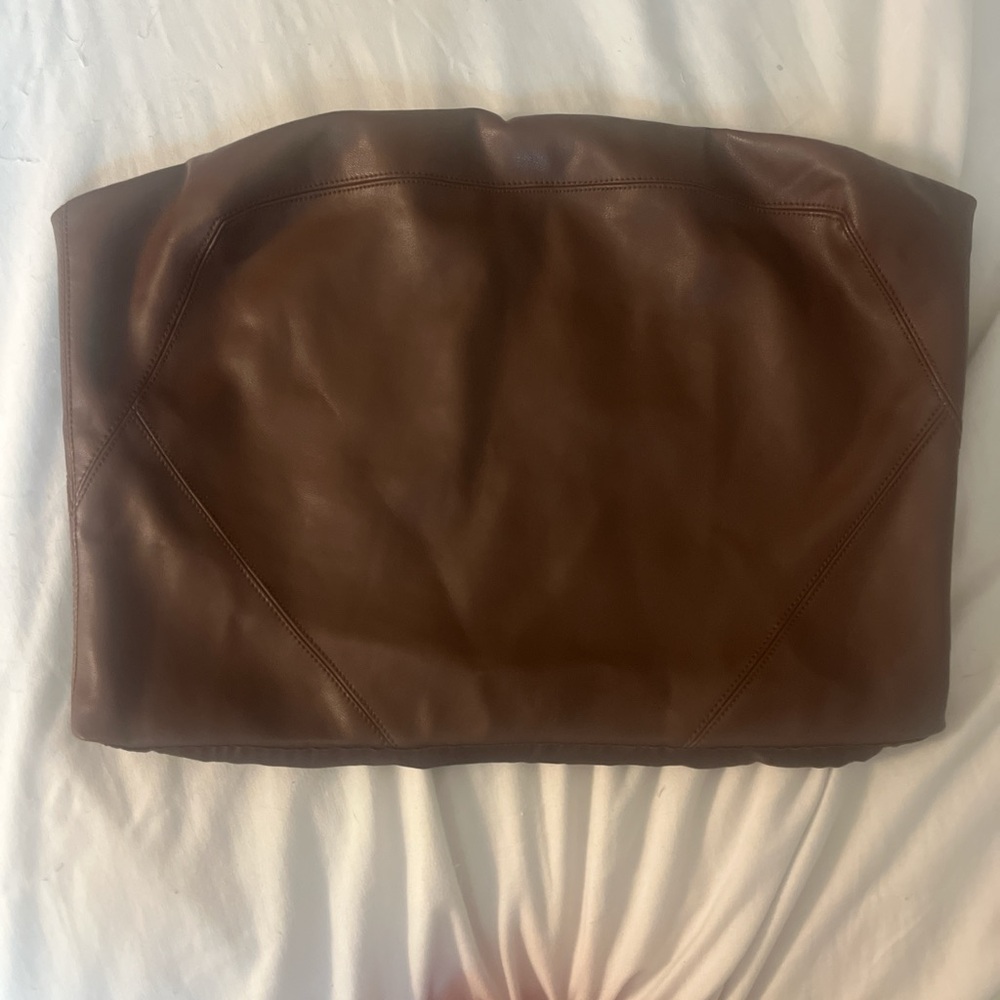 Oh Polly Rich Brown Satin Tube Top